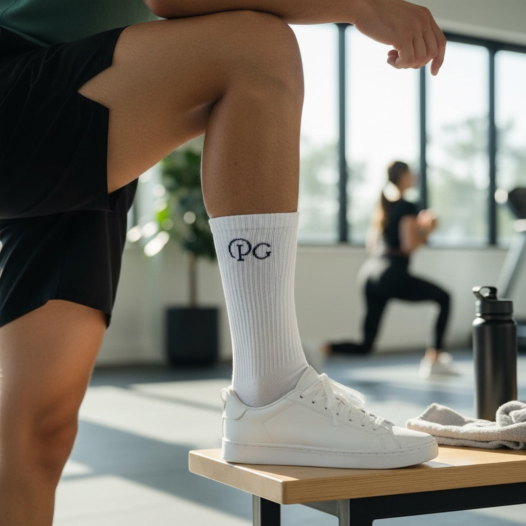 Palm Golf White Crew Socks