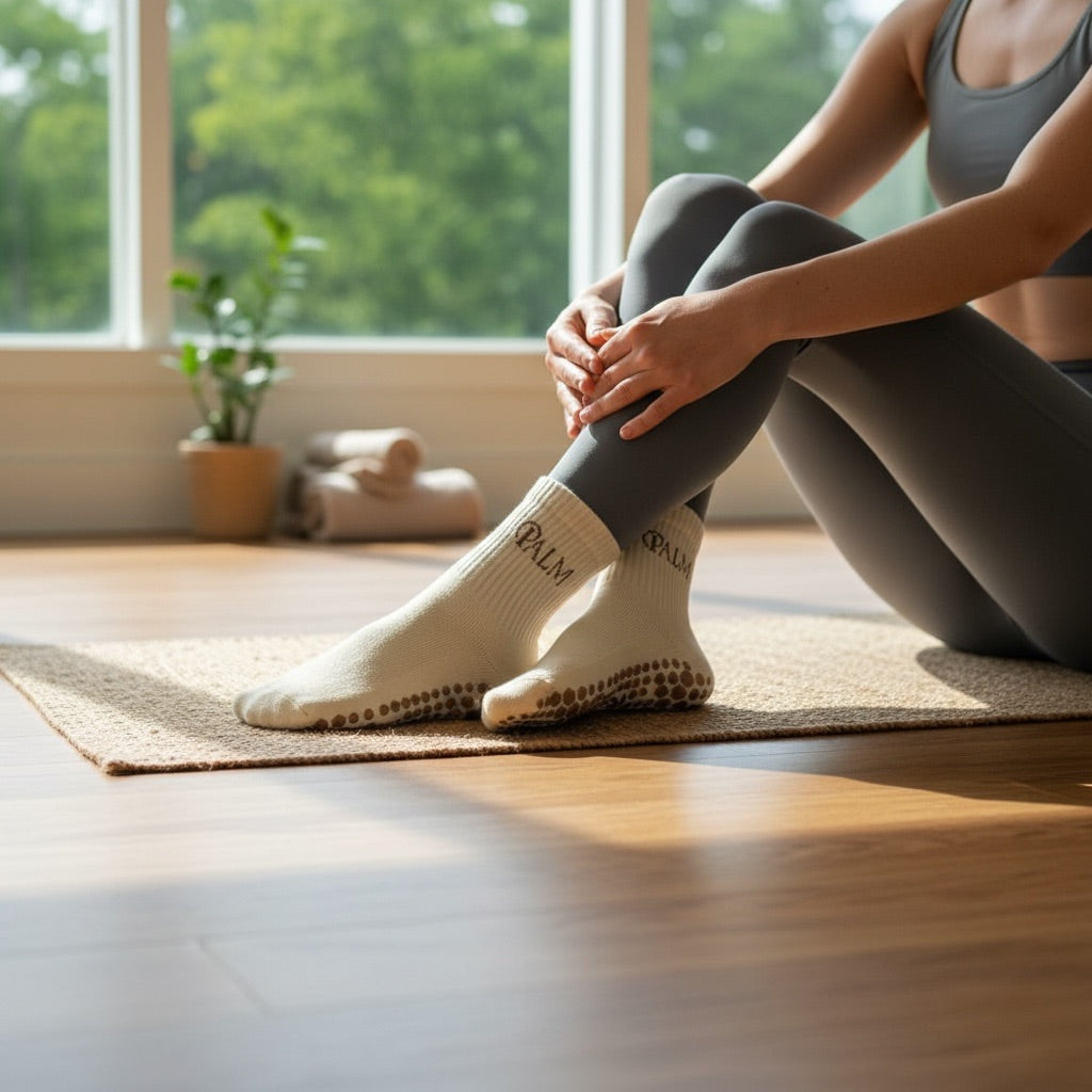Palm Cream Grip Ankle Socks