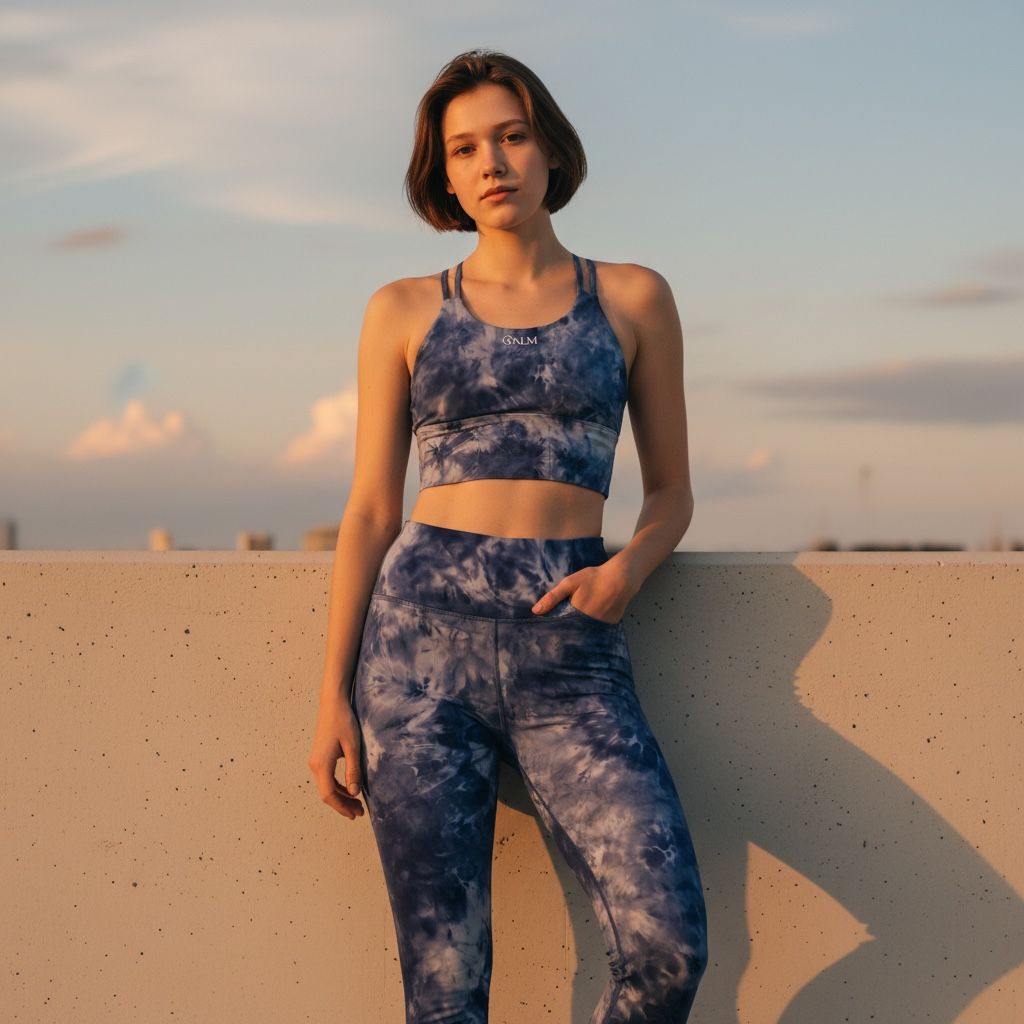 Palm Blue Tie-Dye Leggings Set