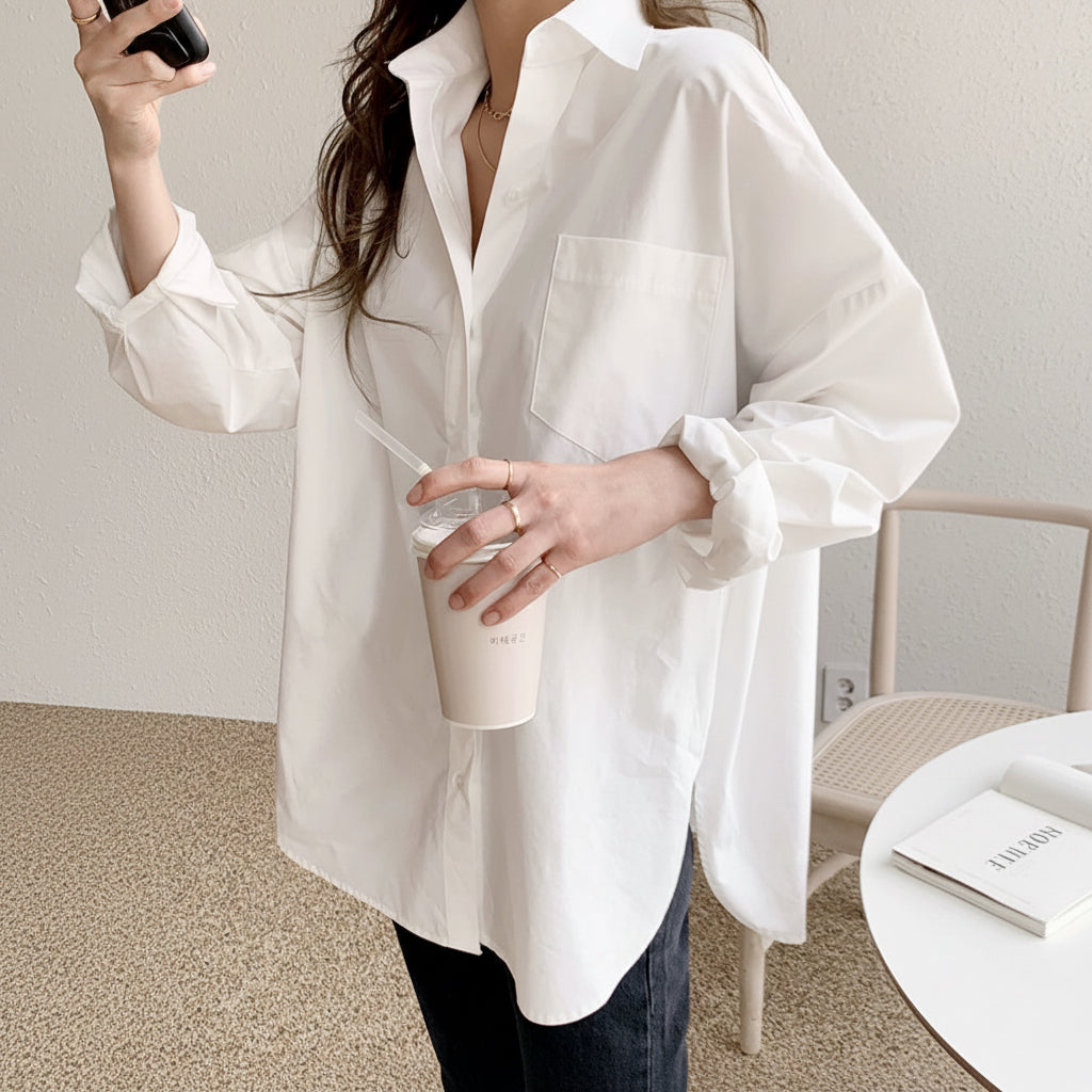 PRE ORDER Palm White Relaxed 100% Cotton Shirt