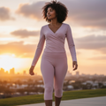 Palm Pink Cropped Leggings Gym Set