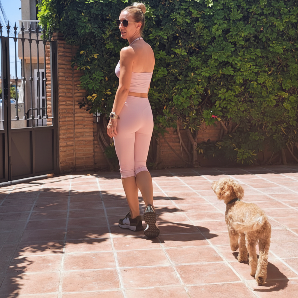 Palm Pink Cropped Leggings Gym Set