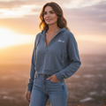 Palm Petrol Cropped Sweater