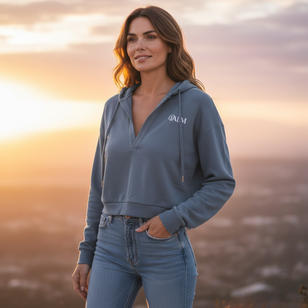 Palm Petrol Cropped Sweater