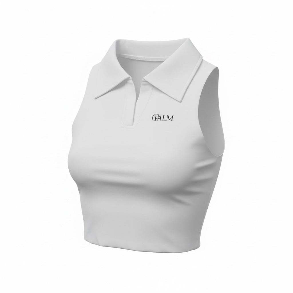 Palm White Collar Top
