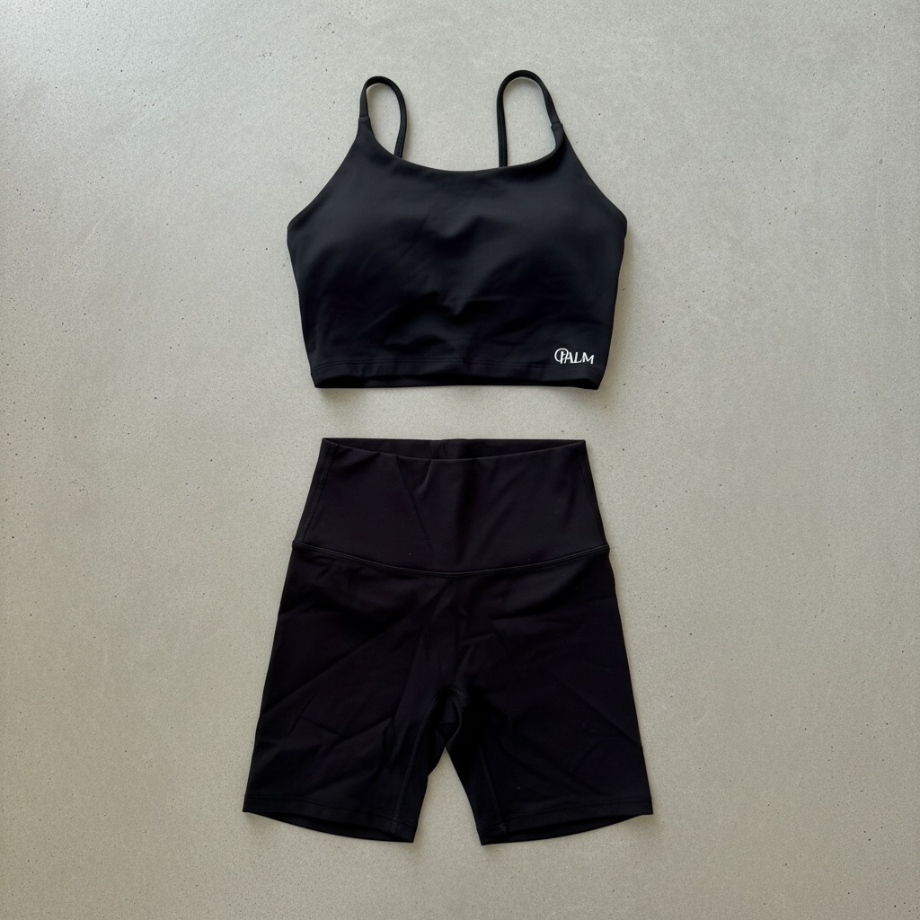 Palm Black Shorts Gym Set