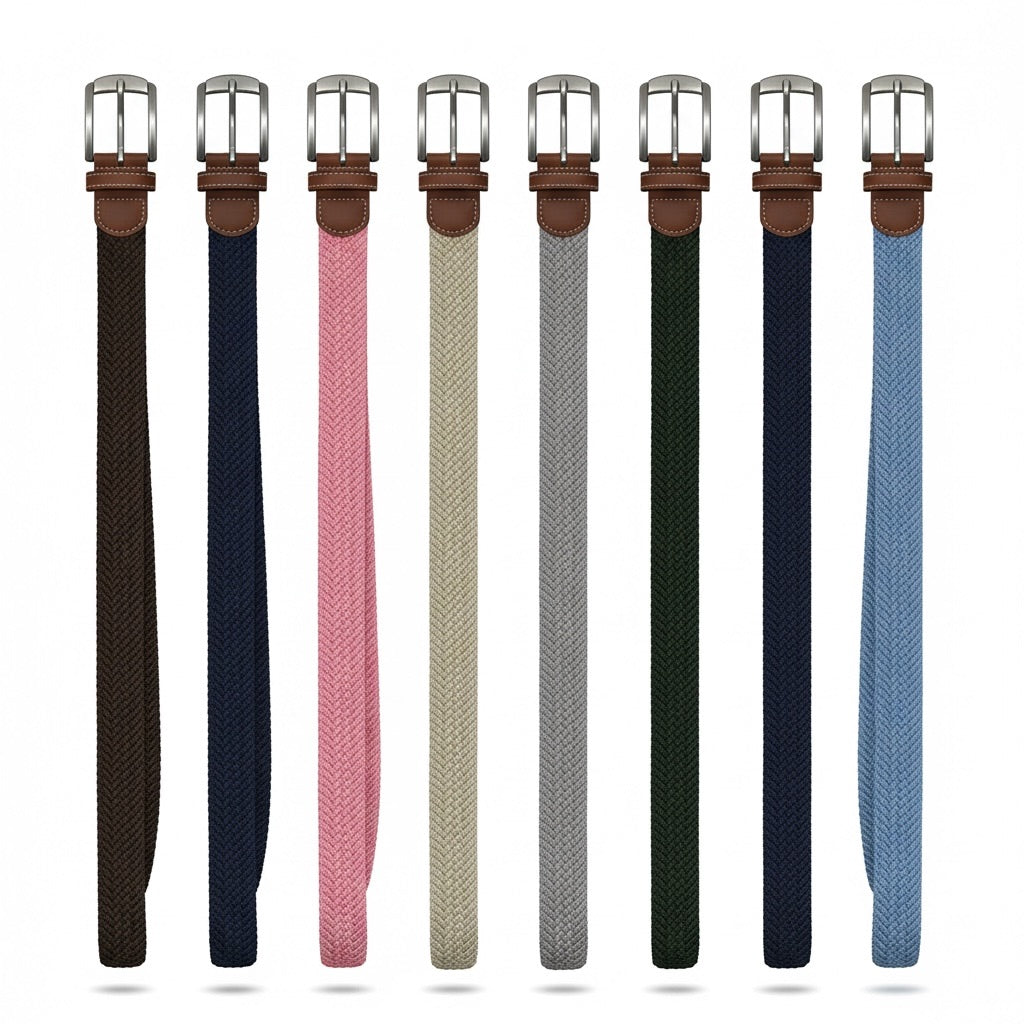 Palm Golf Belts with Real Leather Trim