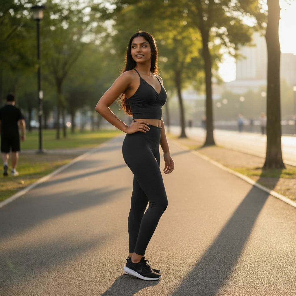 Palm Black Leggings Gym Set