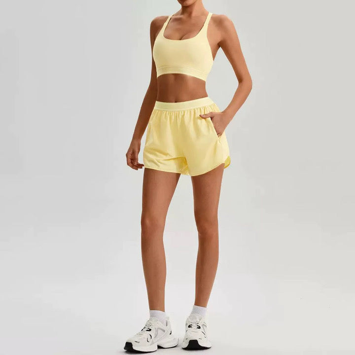 Palm Yellow Running Shorts Set
