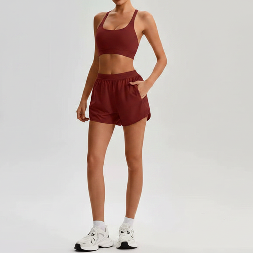 Palm Red Running Shorts Set