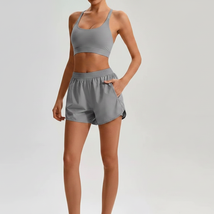 Palm Grey Running Shorts Set