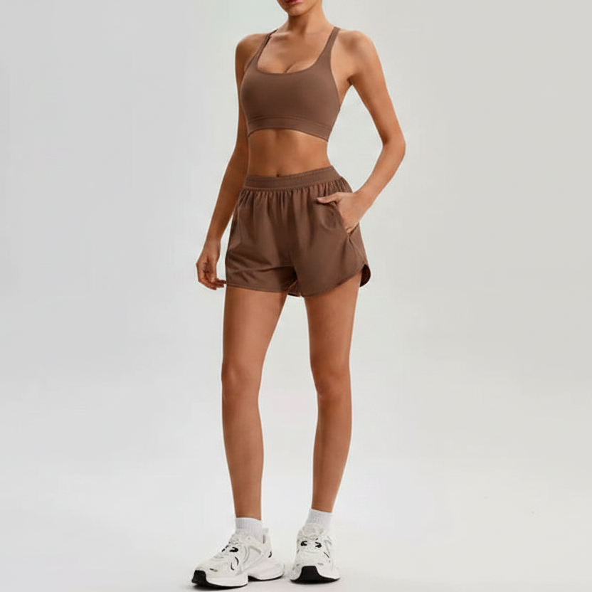 Palm Brown Running Shorts Set