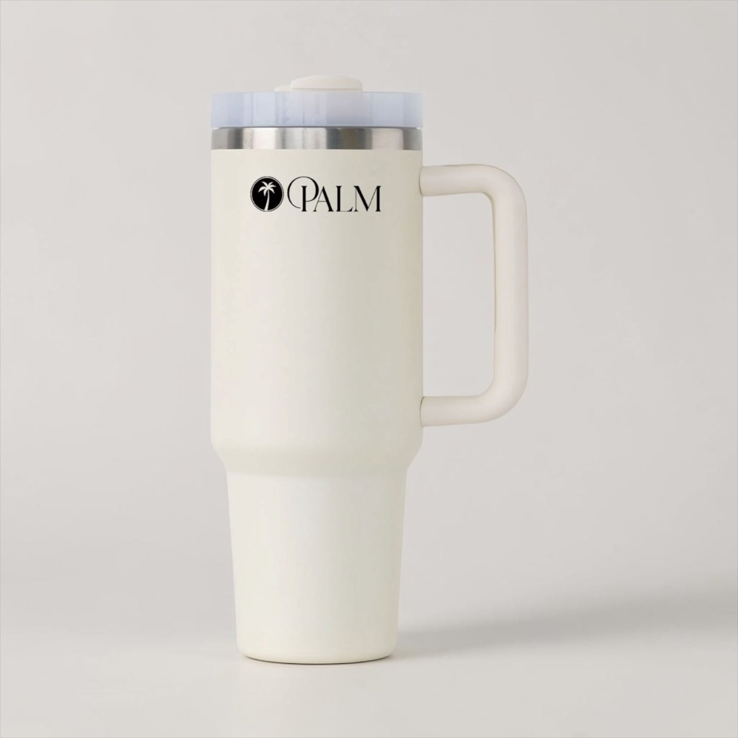 Palm Stainless Steel Flask with Straw & Hand Grip