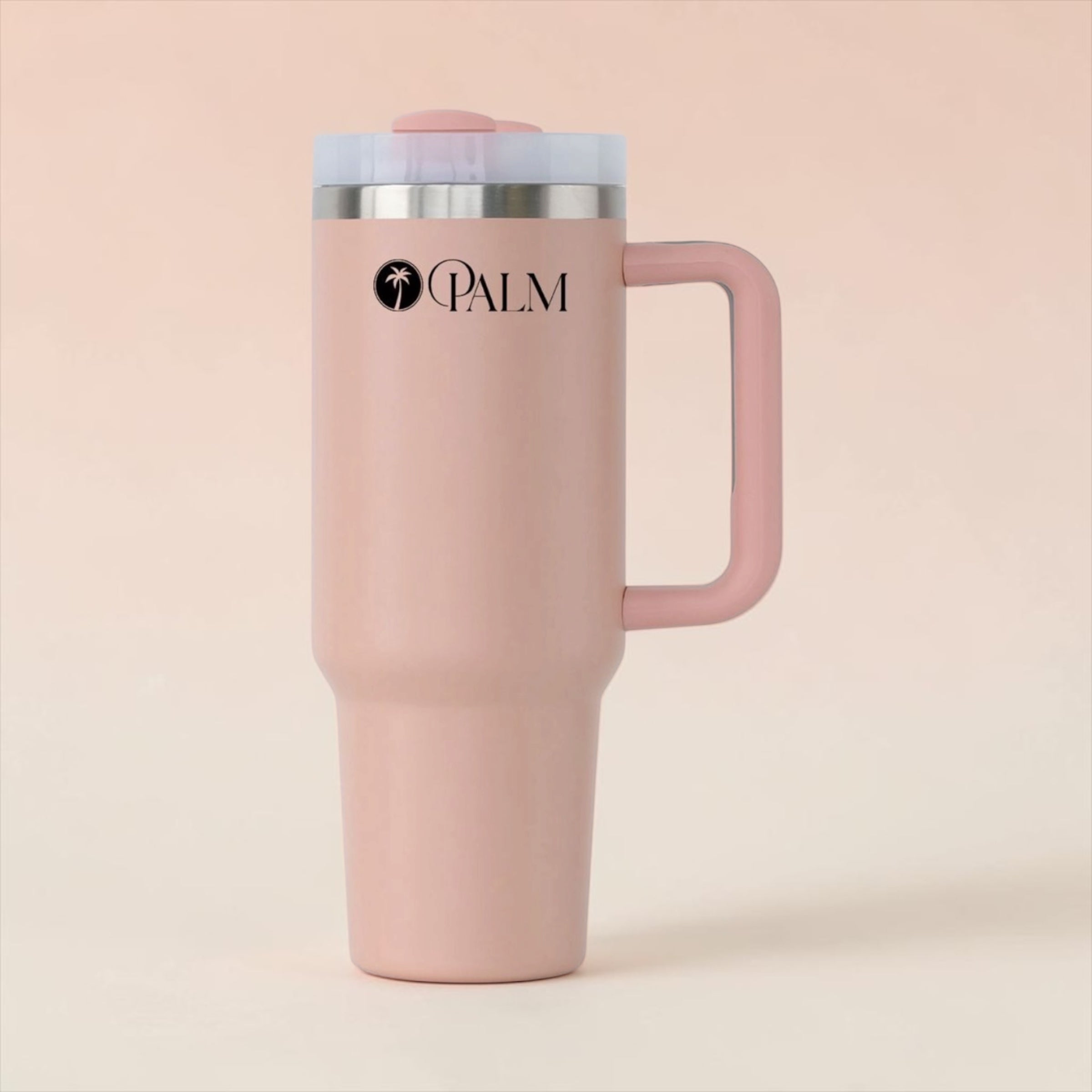 Palm Stainless Steel Flask with Straw & Hand Grip