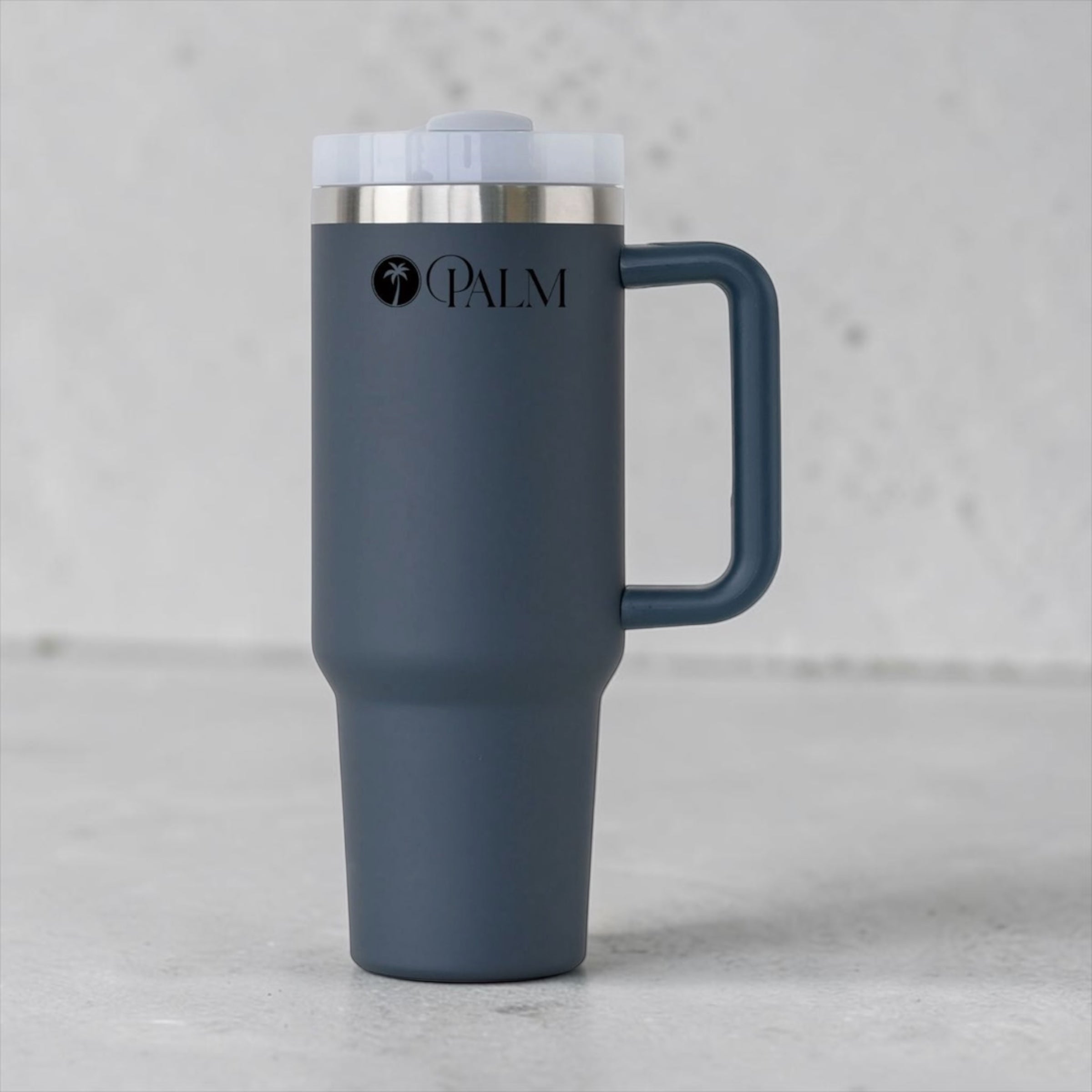 Palm Stainless Steel Flask with Straw & Hand Grip