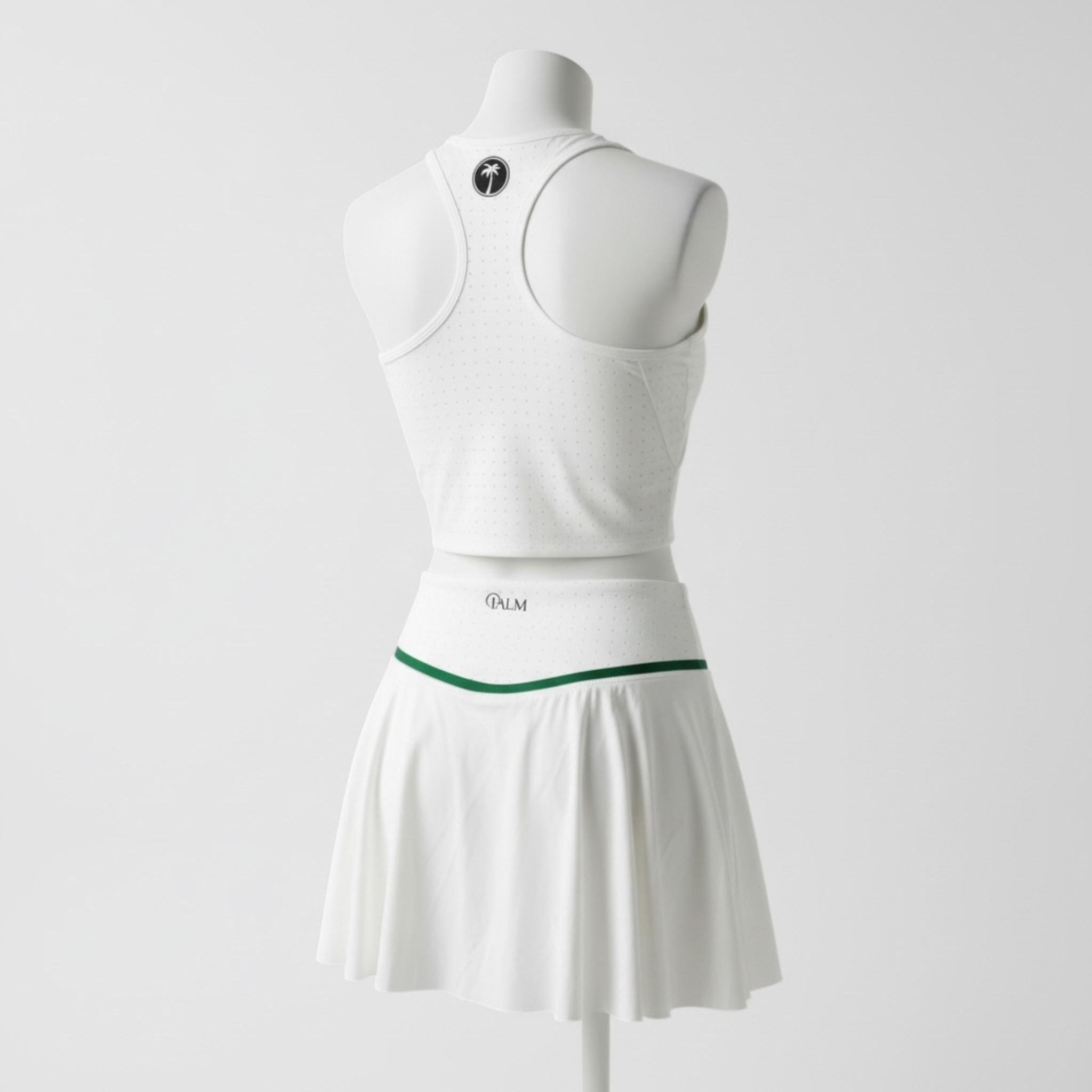 Palm White Two Piece Tennis Set with Green Band