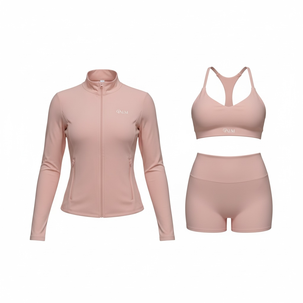 Palm Pink Three Piece Shorts Set