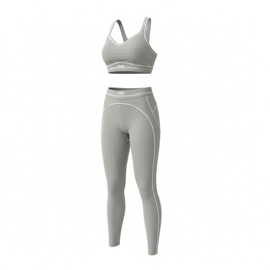 Palm Grey Piping Top & Leggings Set